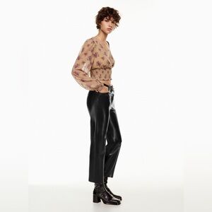 Aritzia Wilfred The Melina Cropped Pant Black High Waisted Vegan Leather 16